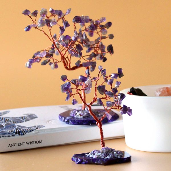 Gemstone Tree - Amethyst on Natural Agate Base (35 stones) - Image 2
