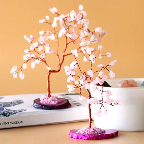 Gemstone Tree - Rose Quartz on Pink Agate Base (35 stones) - Image 2