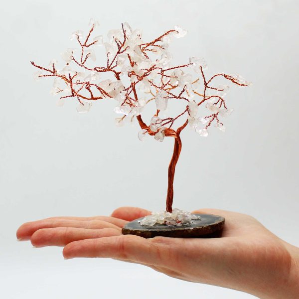 Lrg Gemstone Tree - Rock Quartz on Black Agate Base (100 stones) - Image 2