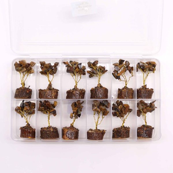 Mini Gemstone Tree On Wood Base - Tigereye (15 stones) - Image 4