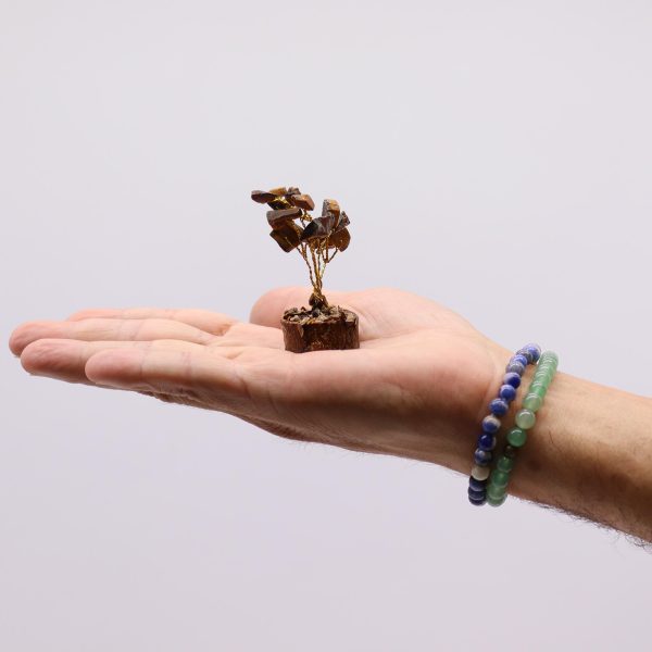 Mini Gemstone Tree On Wood Base - Tigereye (15 stones) - Image 2