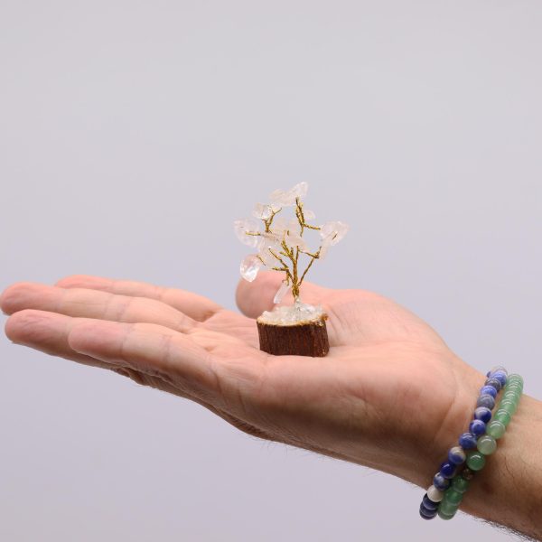 Mini Gemstone Tree On Wood Base - Rock Quartz (15 stones) - Image 2