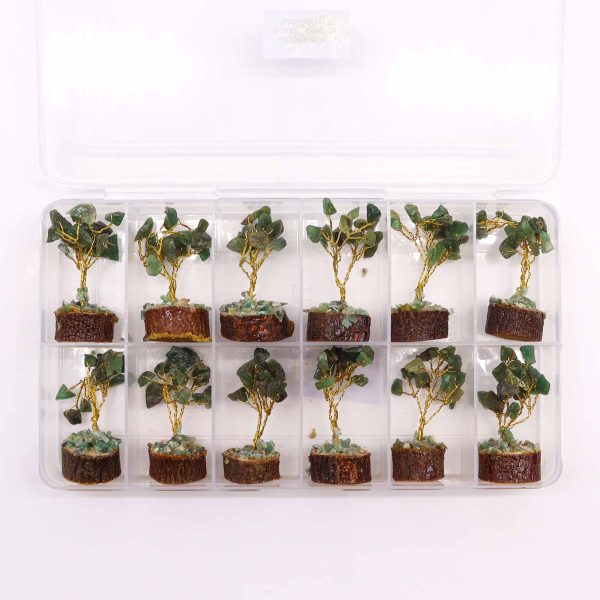 Mini Gemstone Tree On Wood Base - Green Aventurine (15 stones) - Image 4
