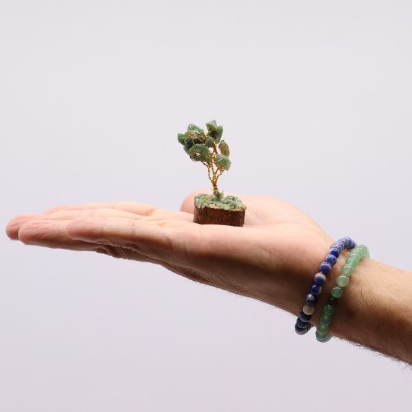 Mini Gemstone Tree On Wood Base - Green Aventurine (15 stones) - Image 2