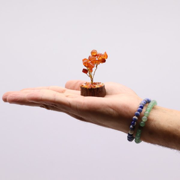 Mini Gemstone Tree On Wood Base - Carnelian (15 stones) - Image 2