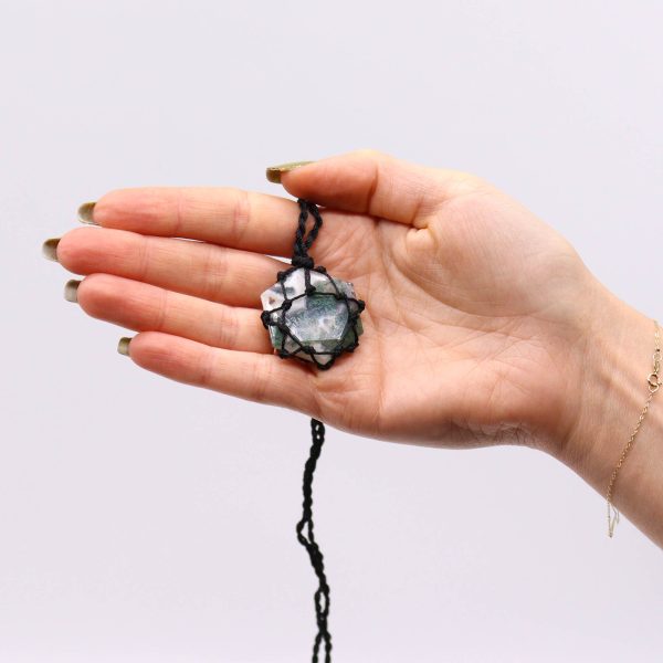 Laced Gemstone Hexagon Pendant - Moss Agate - Image 2