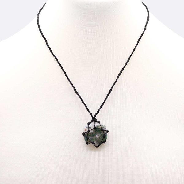 Laced Gemstone Hexagon Pendant - Moss Agate - Image 3