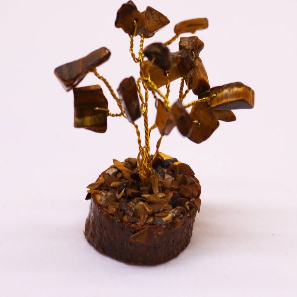 Mini Gemstone Tree On Wood Base - Tigereye (15 stones) - Image 3