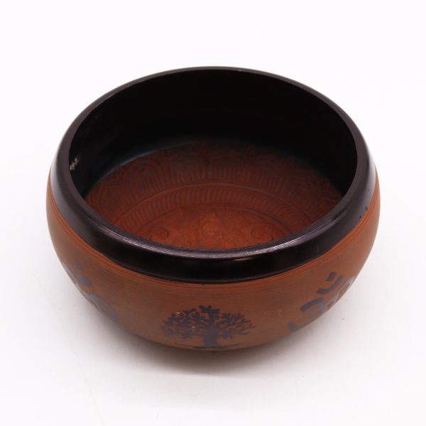 Earth Powder Singing Bowl - Clay Om  Buddha - 16cm - Image 2