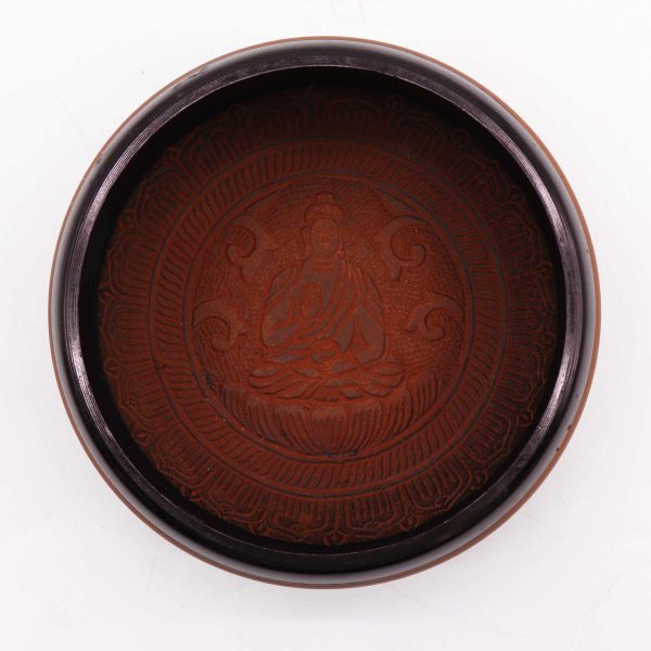 Earth Powder Singing Bowl - Clay Om  Buddha - 16cm - Image 3