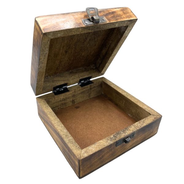 Square Wooden Keepsake Box 13x13x6cm - Buddha - Image 2