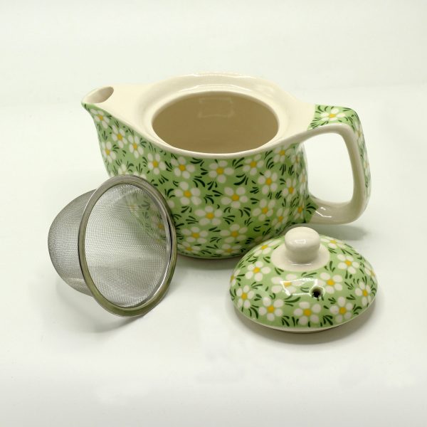 Small Herbal Teapot - Green Daisy - Image 2