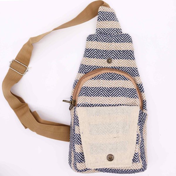 Body Cross Bag Natural Cotton - Tan & Navy - Image 2