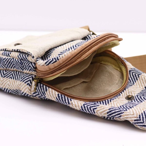 Body Cross Bag Natural Cotton - Tan & Navy - Image 4