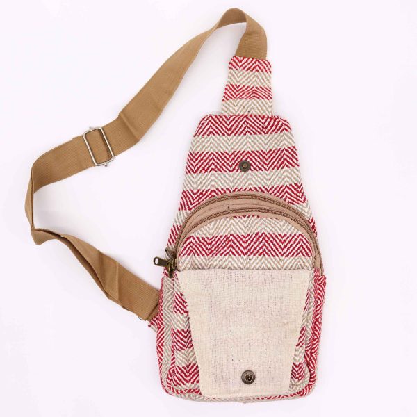 Body Cross Bag Natural Cotton - Tan & Pink - Image 2