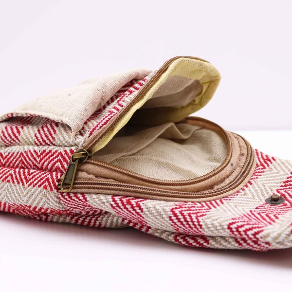 Body Cross Bag Natural Cotton - Tan & Pink - Image 3