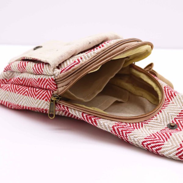 Body Cross Bag Natural Cotton - Tan & Pink - Image 4