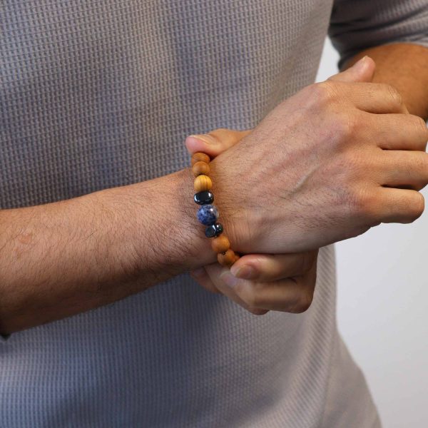 Cedarwood Throat Chakra Bangle with Sodalite - Image 3