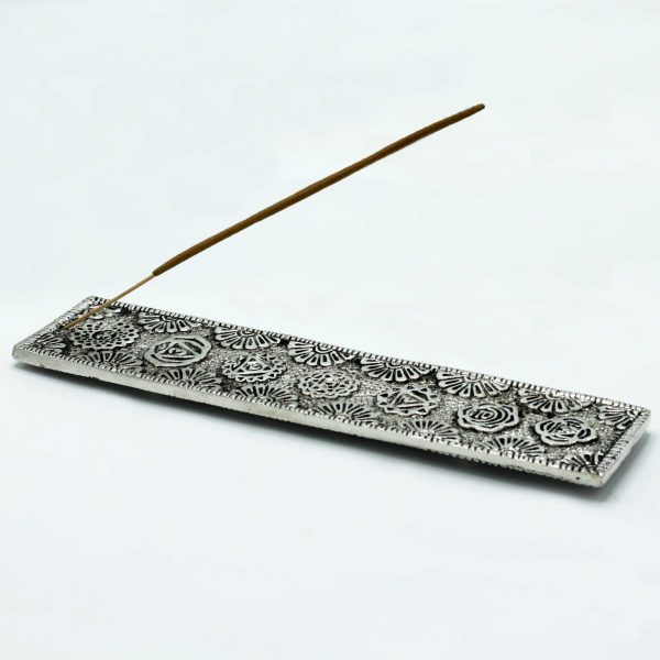 Polished Aluminium Chakra Long Incense Holder 23cm - Image 2