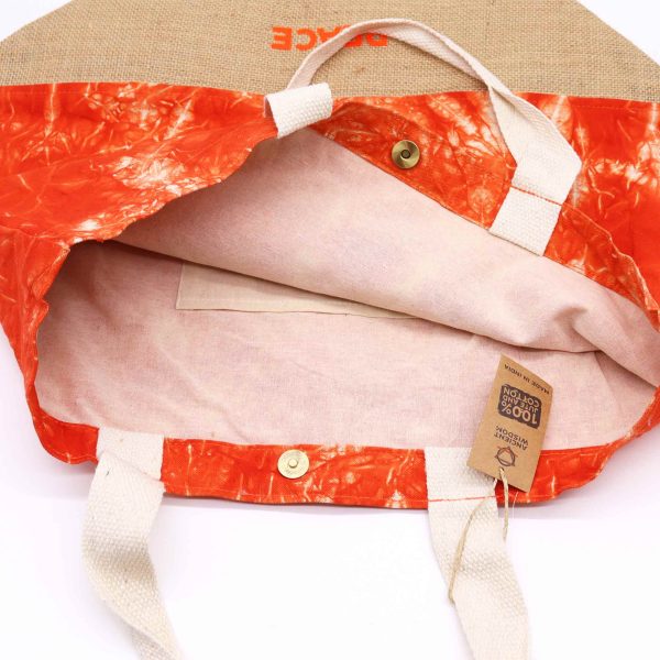 All Natural Bag - Orange Stonewash - Namaste Hand - Peace - Image 2
