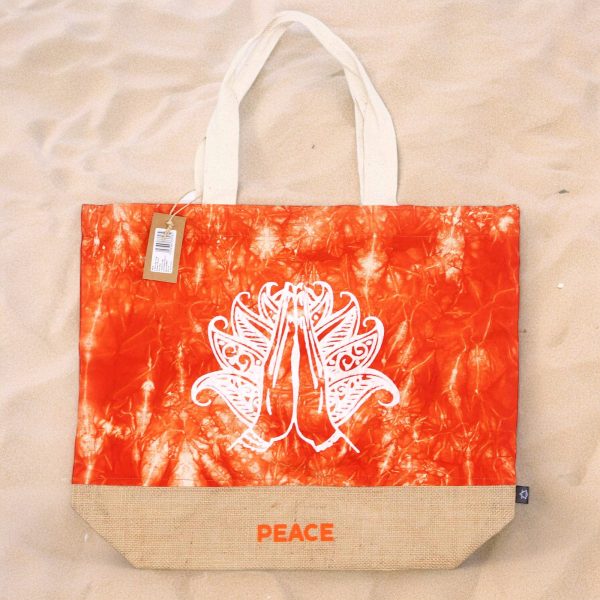 All Natural Bag - Orange Stonewash - Namaste Hand - Peace - Image 3