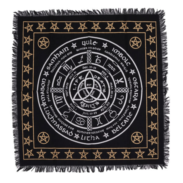 Fringed Cotton Altar Cloth - Life Death Rebirth