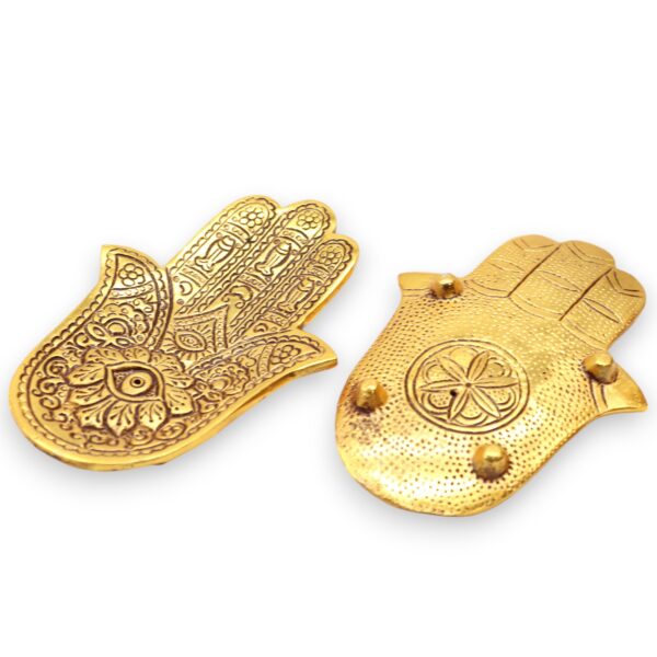 Gold Aluminium Small Hamsa Incense Holder - Image 3
