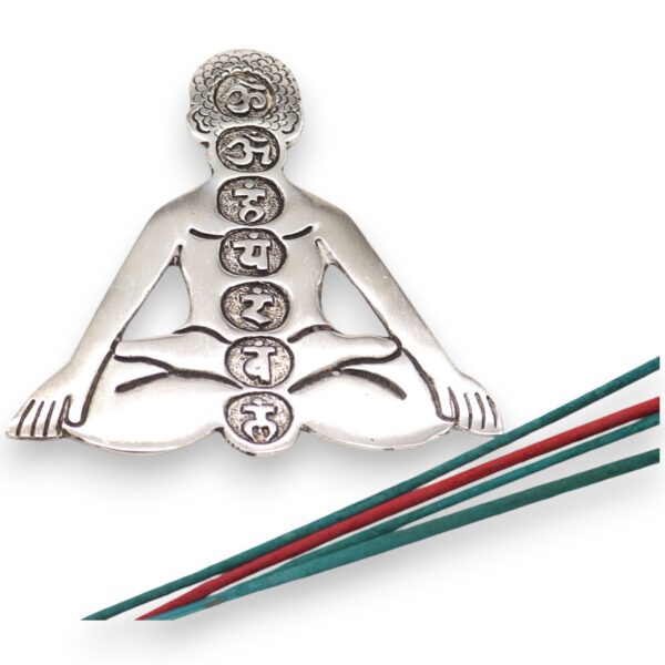 Polished Aluminum Seven Chakra Yoga Incense Holder - Image 3