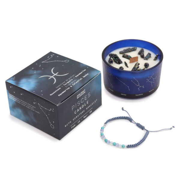 Zodiac Crystal Candle with Gemstone Bracelet - Pisces - Image 3