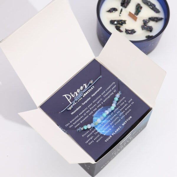 Zodiac Crystal Candle with Gemstone Bracelet - Pisces - Image 4