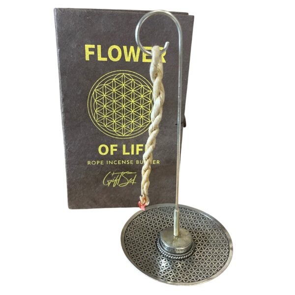 Rope Incense and Silver Plated Holder Set - Flower of Life - Image 2