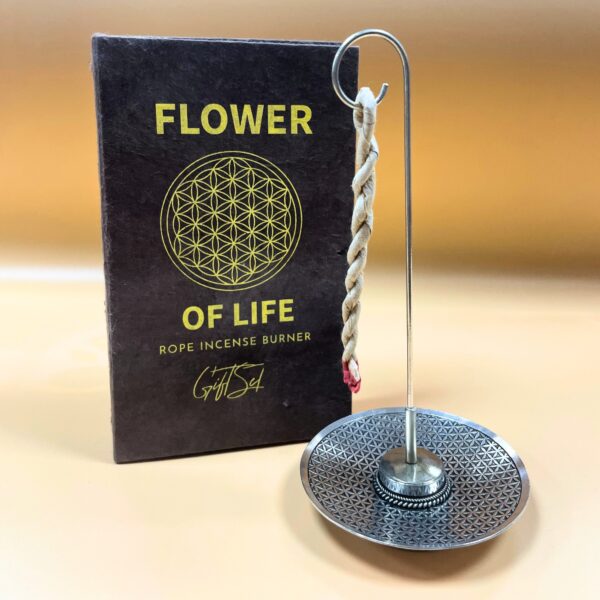 Rope Incense and Silver Plated Holder Set - Flower of Life - Image 3