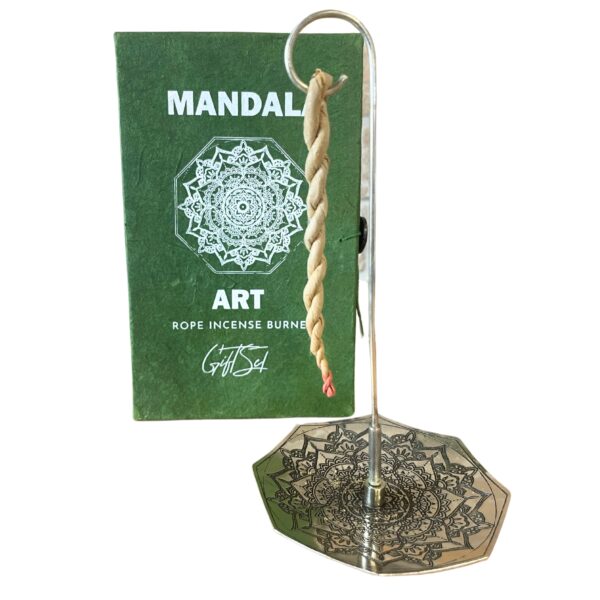 Rope Incense and Silver Plated Holder Set - Mandala Flower - Image 2