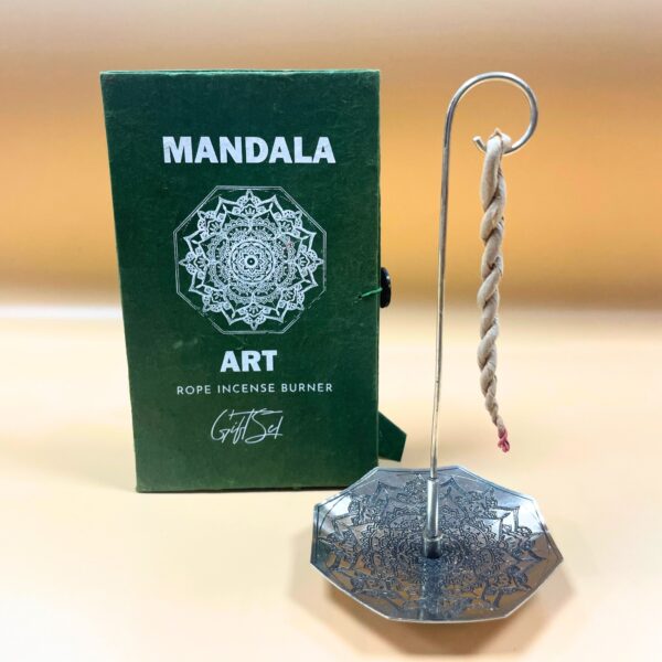 Rope Incense and Silver Plated Holder Set - Mandala Flower - Image 3