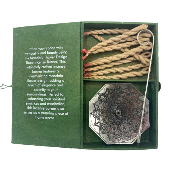 Rope Incense and Silver Plated Holder Set - Mandala Flower - Image 6