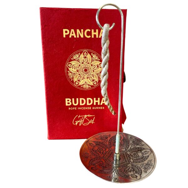 Rope Incense and Silver Plated Holder Set - Pancha Buddha - Image 2