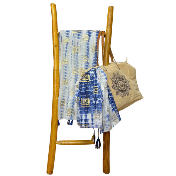 Nomad Sari On the Med Collection - Pario - Blue Tie Dye & Blockprint - Image 2
