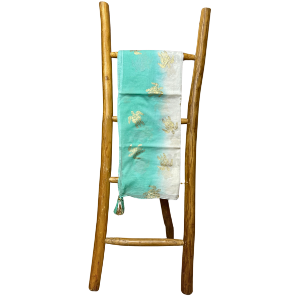 Nomad Sari On the Med Collection - Pario - White & Turquoise Gold Turtle Design - Image 2