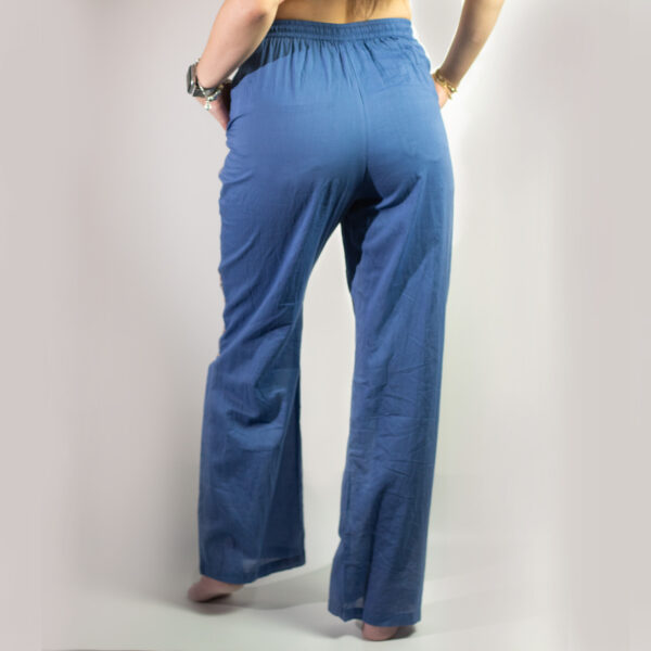 (ML) Nomad Sari On the Med Collection - Lounge Pants - Rich Blue & Gold Hand Painted Evil Eye Design - Image 4