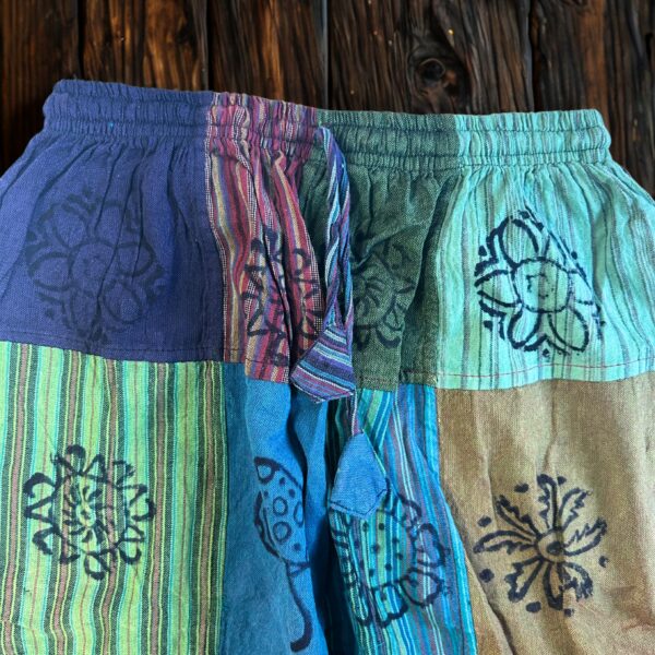 Nomad Sari - Mushroom Pants - Block Print Designs -Green Tones L/XL - Image 4