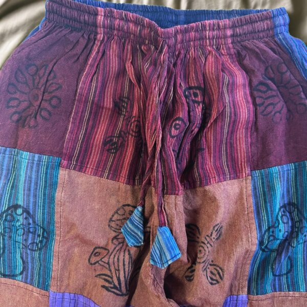 Nomad Sari - Mushroom Pants - Block Print Designs - Purple Tones S/M - Image 3