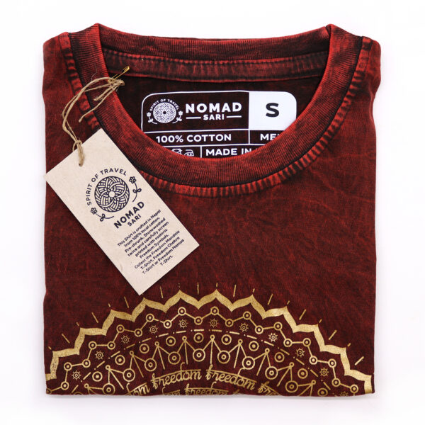 Small Stone Washed T-Shirt - Mandala - Maroon - Image 3