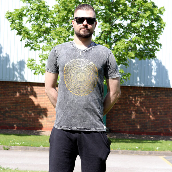 Small Stone Washed T-Shirt - Mandala - Dark Grey - Image 2
