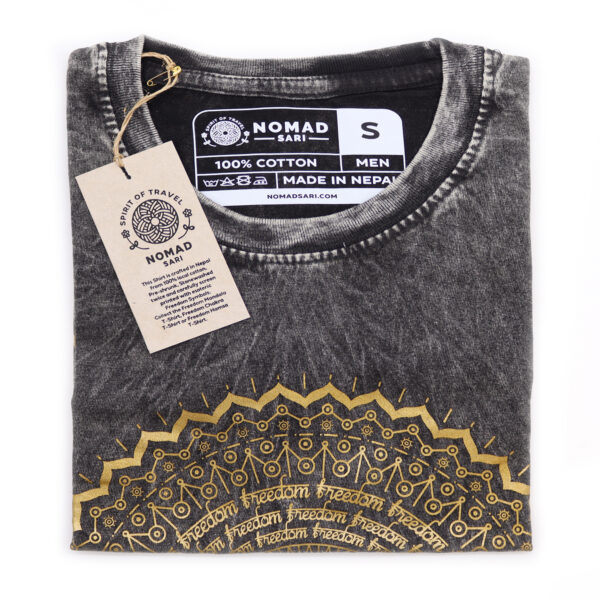 Small Stone Washed T-Shirt - Mandala - Dark Grey - Image 3