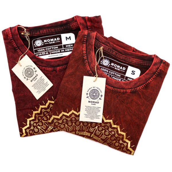 Medium Stone Washed T-Shirt - Mandala - Maroon - Image 4