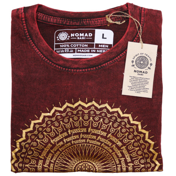 Large Stone Washed T-Shirt - Mandala - Maroon - Image 4