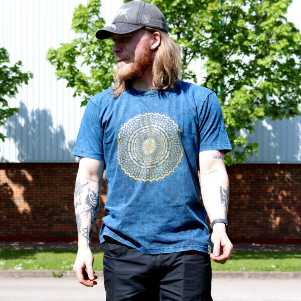Large Stone Washed T-Shirt - Mandala - Blue - Image 3