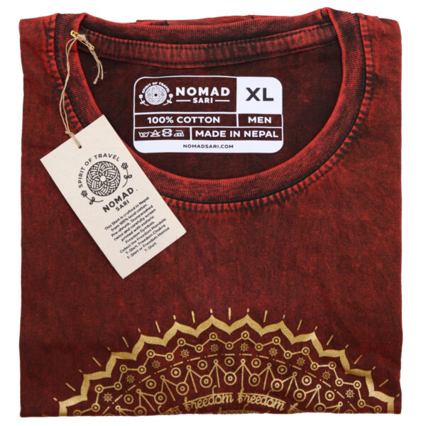 Extra Large Stone Washed T-Shirt - Mandala - Maroon - Image 5