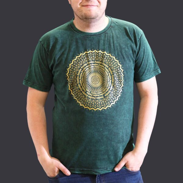 Extra Large Stone Washed T-Shirt - Mandala - Green