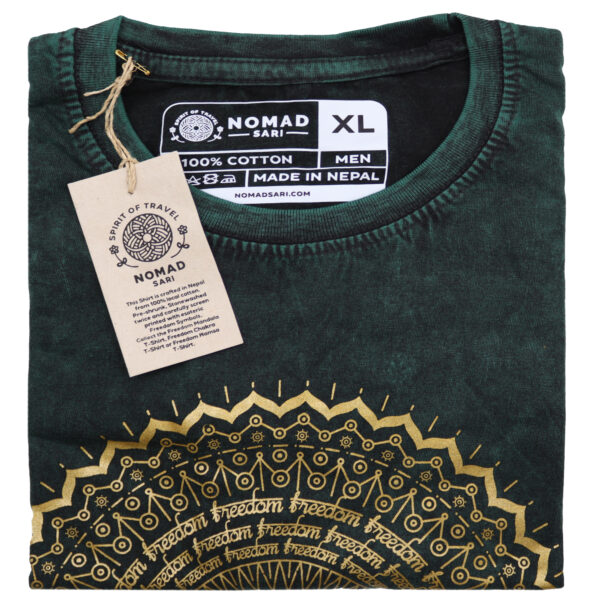 Extra Large Stone Washed T-Shirt - Mandala - Green - Image 2
